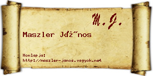 Maszler János névjegykártya